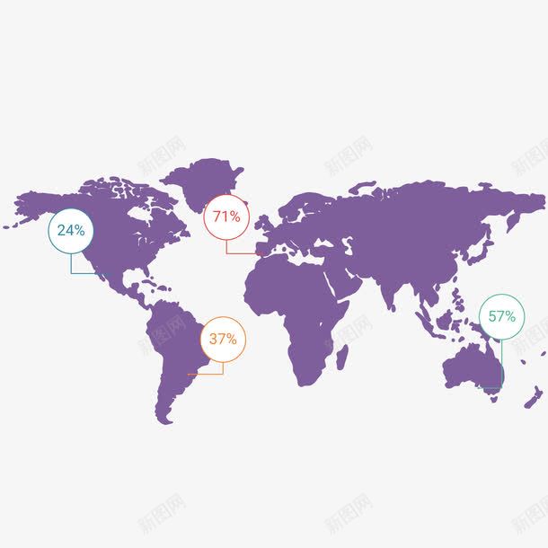 地区分布占比png免抠素材_新图网 https://ixintu.com 占比 地区 地图 紫色