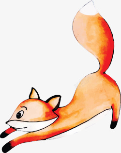 手绘秋天跳跃的狐狸矢量图素材