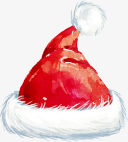 卡通红色水彩圣诞帽素材