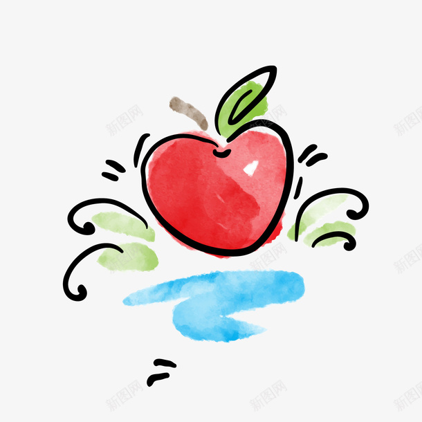 水彩绘红苹果png免抠素材_新图网 https://ixintu.com 水彩绘 红色苹果 红苹果 背景装饰