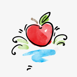 水彩绘红苹果素材