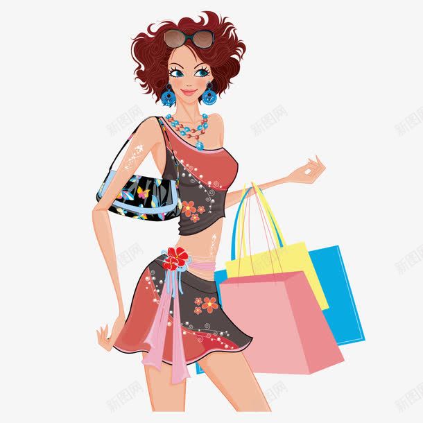 提着购物袋的美女png免抠素材_新图网 https://ixintu.com 美女 美女购物 购物