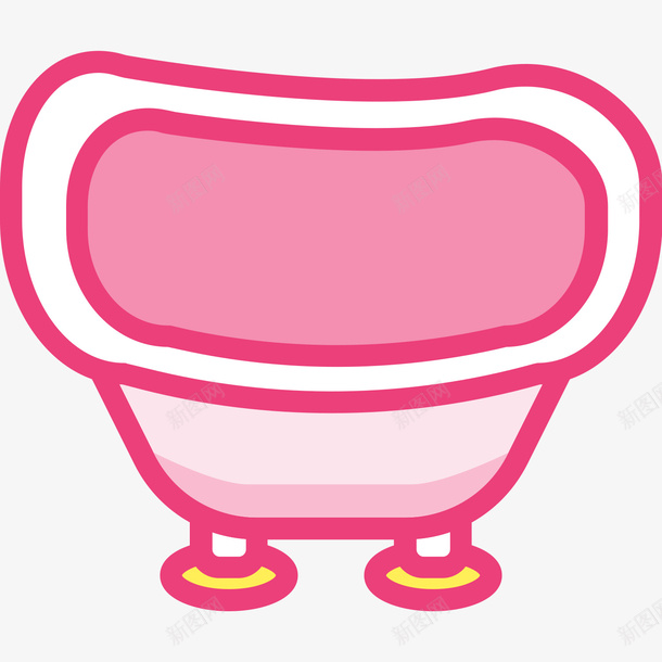 粉色手绘圆角浴盆元素矢量图图标eps_新图网 https://ixintu.com 卡通图标 圆角 底座 弧度 扁平化 手绘 浴盆 粉色 矢量图