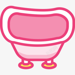 粉色浴盆粉色手绘圆角浴盆元素矢量图图标高清图片
