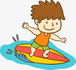 儿童节冲浪的小男孩素材