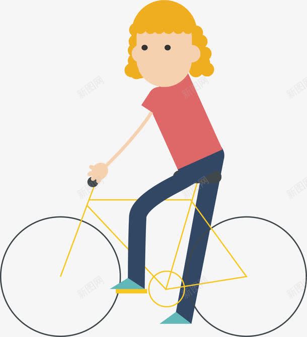 骑车的女孩png免抠素材_新图网 https://ixintu.com 创意 卡通 女孩 手绘 自行车 设计 黄头发