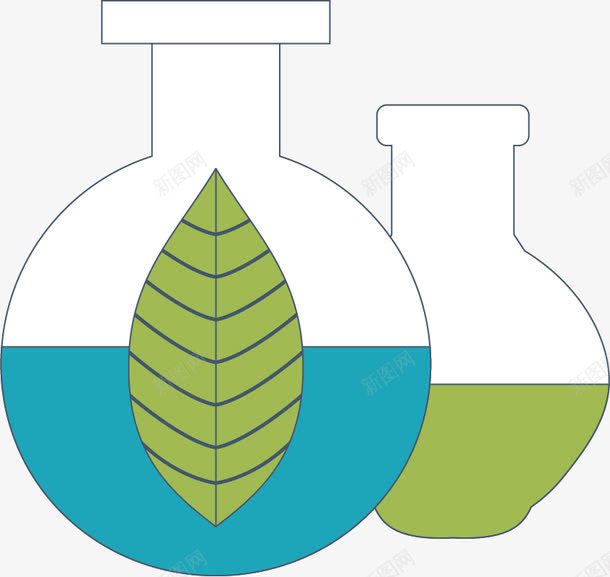 试验瓶png免抠素材_新图网 https://ixintu.com 实验 液体 绿叶 试验瓶
