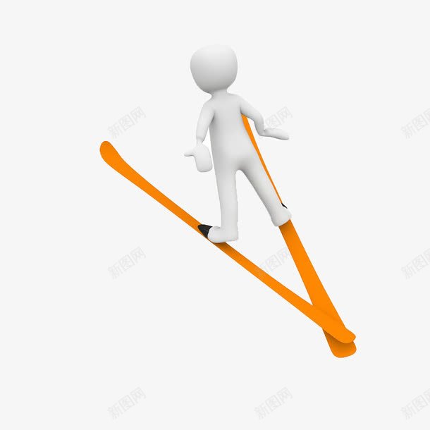 滑雪的小人png免抠素材_新图网 https://ixintu.com 3D 滑雪板 运动 黄色