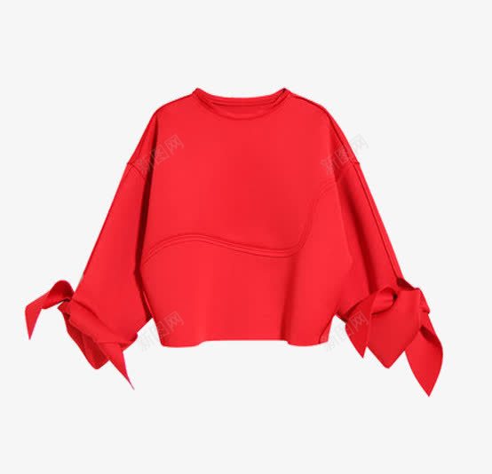 红色短款上衣png免抠素材_新图网 https://ixintu.com 产品实物 圆领上衣 棉服上衣 蝴蝶结袖衫