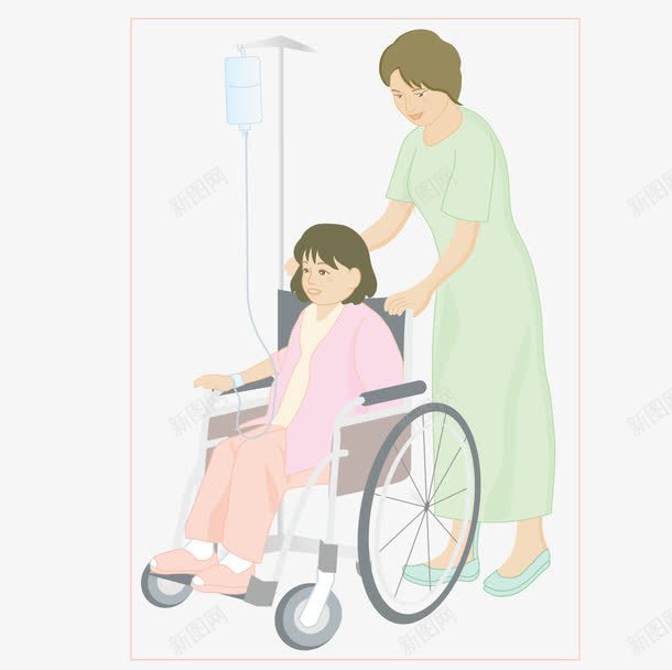 推着轮椅上打吊瓶的女孩png免抠素材_新图网 https://ixintu.com 吊瓶 女孩 轮椅