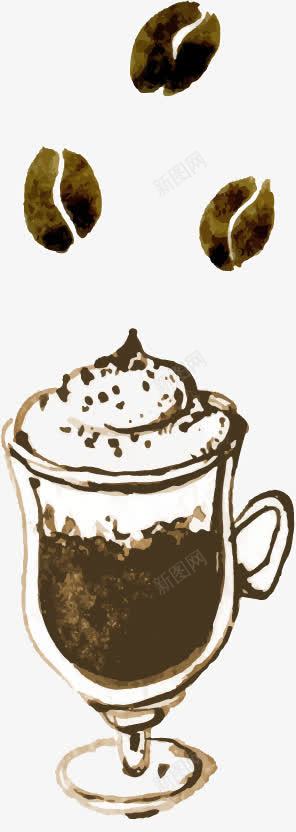 手绘水墨咖啡元素矢量图图标ai_新图网 https://ixintu.com coffee 咖啡图标 咖啡豆 手绘咖啡 矢量图