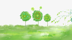 绿色手绘春季背景素材
