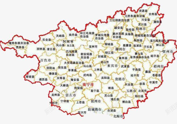 广西各县地图png免抠素材_新图网 https://ixintu.com 地区 广西 广西地图