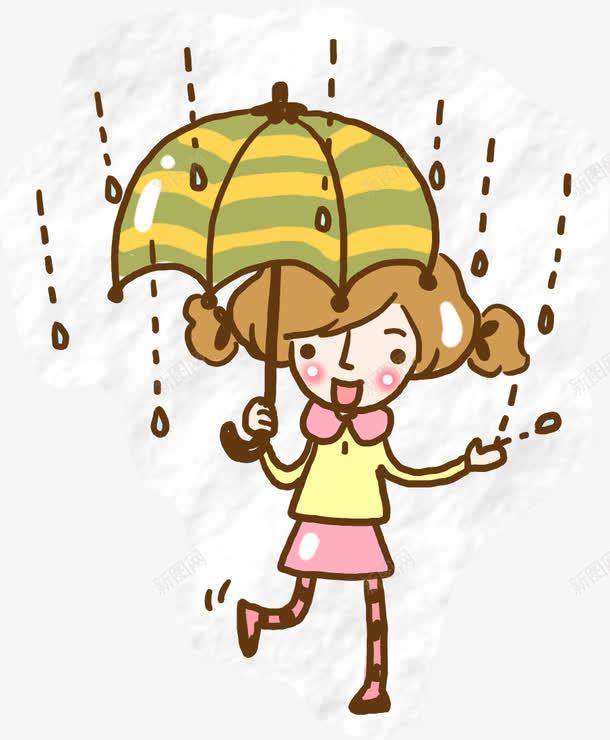 可爱彩绘小女孩人物雨天png免抠素材_新图网 https://ixintu.com 人物 可爱 女孩 彩绘 设计 雨天