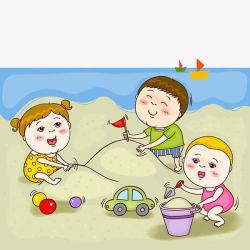 孩子玩沙子素材