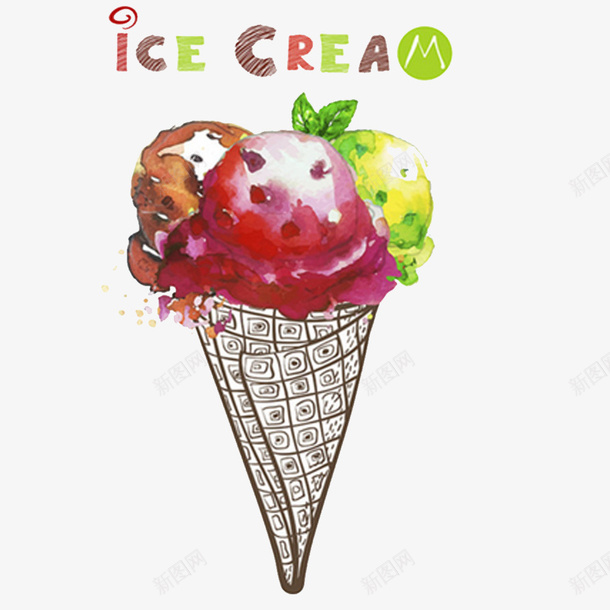 手绘冰淇淋元素png免抠素材_新图网 https://ixintu.com 冰淇淋 彩色手绘 手绘 矢量元素