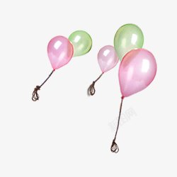 绑线绑线飞起的粉色透明气球高清图片