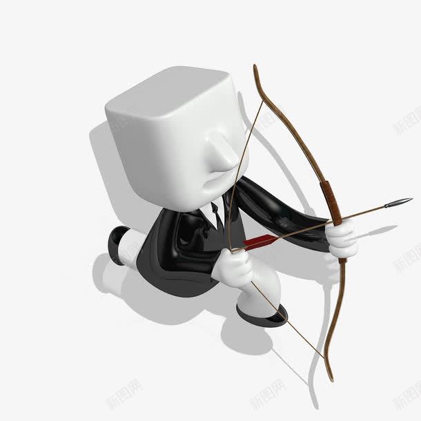 射箭的小人psd免抠素材_新图网 https://ixintu.com 3D小人 射箭的小人 电子商务 白色小人