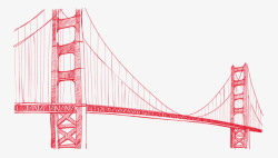 手绘红色高架桥素材