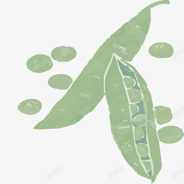 手绘绿色豌豆png免抠素材_新图网 https://ixintu.com 免抠绿色豌豆 手绘 植物 绿色 豌豆