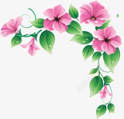 粉色手绘卡通花朵装饰素材