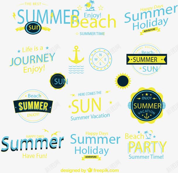 夏季渡假标签png免抠素材_新图网 https://ixintu.com summer 夏季 渡假 艺术字