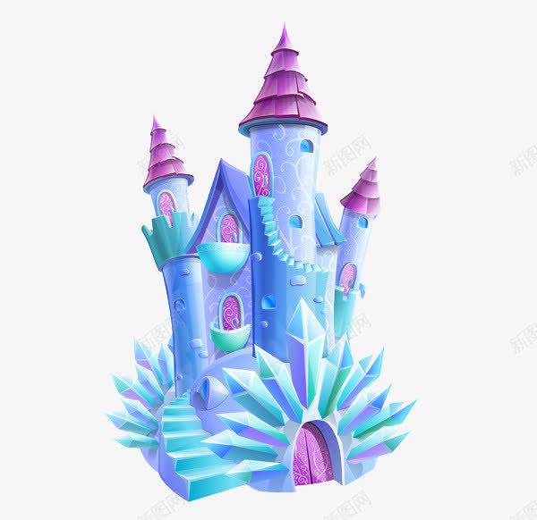 城堡png免抠素材_新图网 https://ixintu.com 冰晶 卡通 城堡