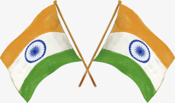 手绘交叉印度国旗矢量图素材