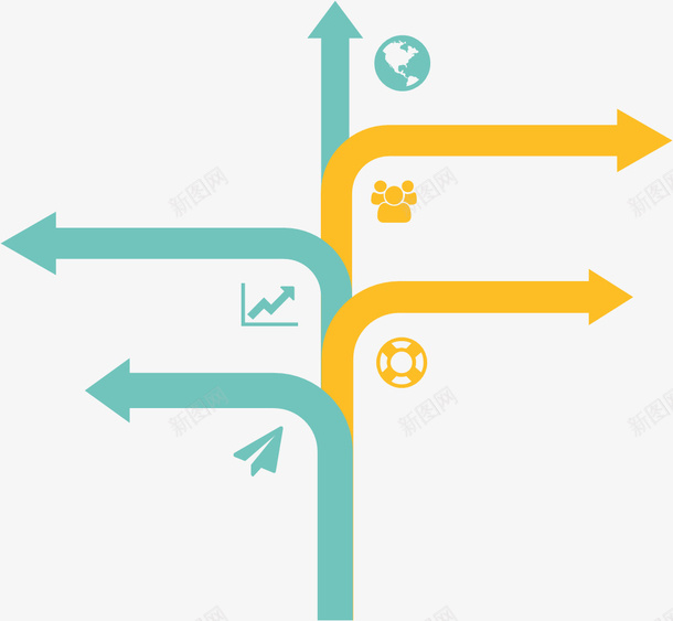 箭头分类png免抠素材_新图网 https://ixintu.com PPT元素 信息 箭头 蓝色 黄色