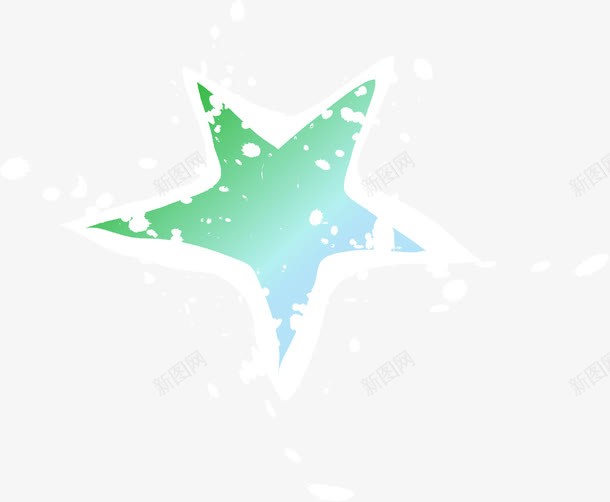 手绘绿色渐变星星装饰png免抠素材_新图网 https://ixintu.com 星星 渐变 绿色 装饰