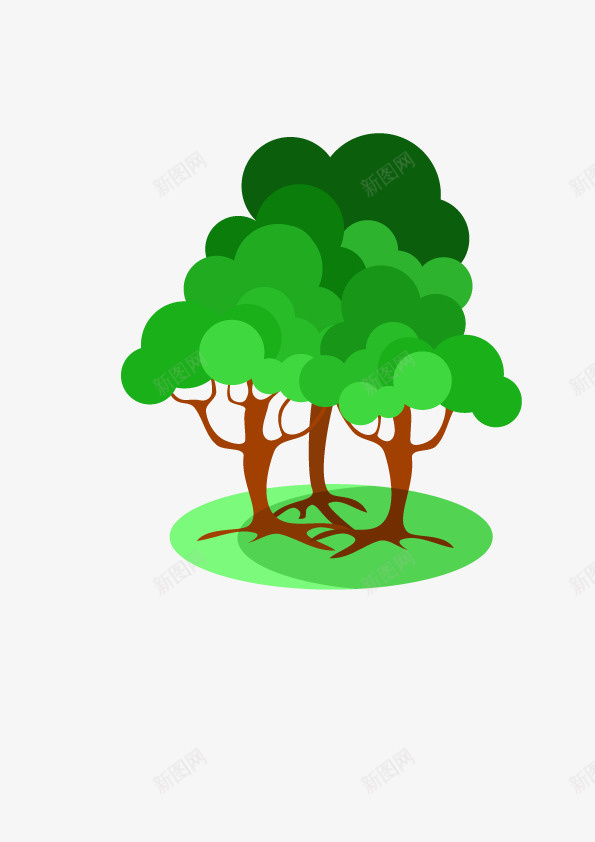 三棵树矢量图ai免抠素材_新图网 https://ixintu.com 植物 高清 矢量图