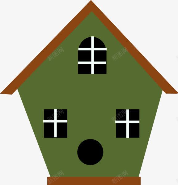 绿色手绘房子png免抠素材_新图网 https://ixintu.com 图案设计 小房子 手绘 绿色房子
