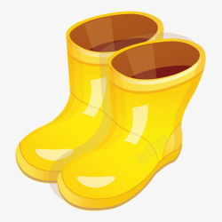 黄色雨鞋胶鞋矢量图素材