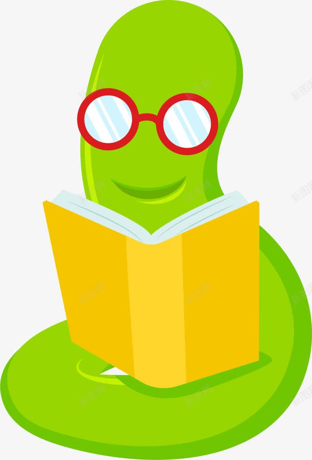 绿色可爱书籍书虫png免抠素材_新图网 https://ixintu.com 世界读书日 书籍 书虫 国际儿童图书日 学习 教育 知识