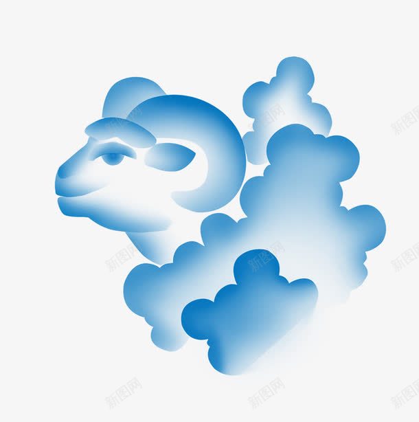 云朵山羊png免抠素材_新图网 https://ixintu.com 动物 山羊 矢量装饰 蓝色的云 装饰