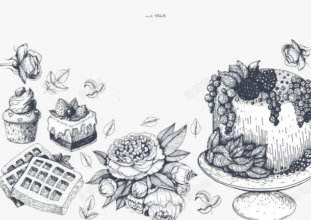 卡通松饼蛋糕美食插画png免抠素材_新图网 https://ixintu.com 卡通花朵 卡通蛋糕 松饼
