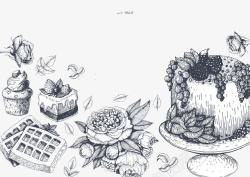 卡通松饼蛋糕美食插画素材