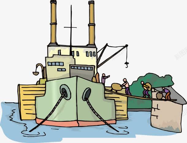 往货船搬货的人png免抠素材_新图网 https://ixintu.com 人 古船 插画 货物 货船