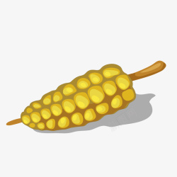 卡通小鸡吃玉米矢量图卡通玉米食物矢量图高清图片