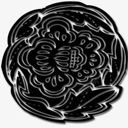 刺绣花纹中国风黑白花素材