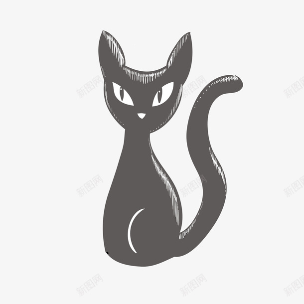 素描黑猫png免抠素材_新图网 https://ixintu.com 手绘 素描 素描黑猫 黑猫