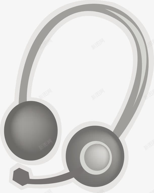黑色简易耳麦元素png免抠素材_新图网 https://ixintu.com 保护耳朵 听歌 听筒AI 黑色