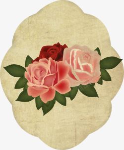 不规则玫瑰底纹标签素材