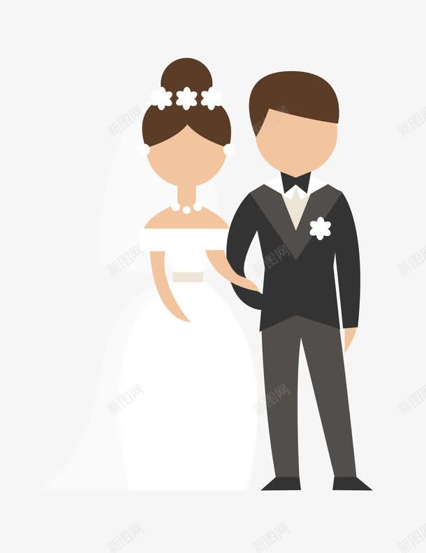 黑白色一对新人婚礼png免抠素材_新图网 https://ixintu.com 一对新人 婚礼 矢量婚礼 黑白色