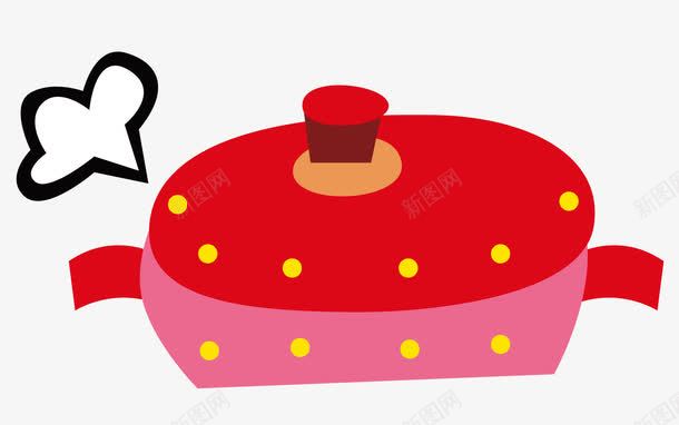 红色的锅png免抠素材_新图网 https://ixintu.com 做饭的锅 冒气的锅 卡通 粉色的锅 红色的锅 锅