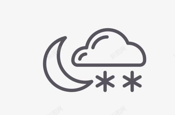 手绘月亮和云图标图标