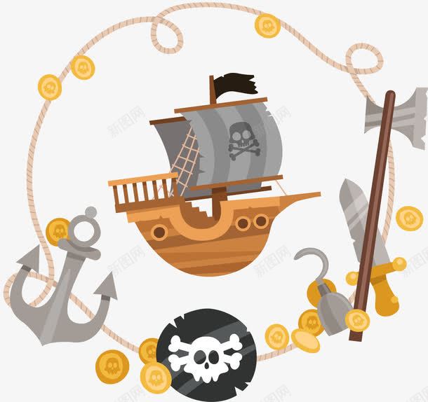 绳索上的金币png免抠素材_新图网 https://ixintu.com 寻宝之旅 海盗船 矢量素材 绳索 金币