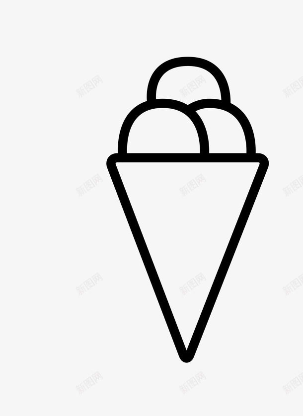 冰激淋简笔图图标png_新图网 https://ixintu.com 一个 三角 冰激淋 卡通 简图 简笔 线条 黑色