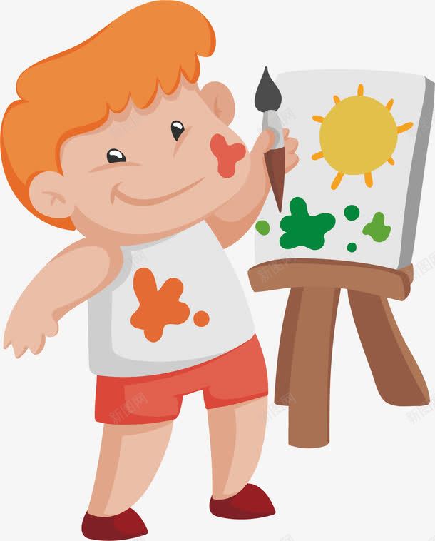 卡通小孩子画板绘画png免抠素材_新图网 https://ixintu.com 卡通 太阳 小孩子 画板 绘画