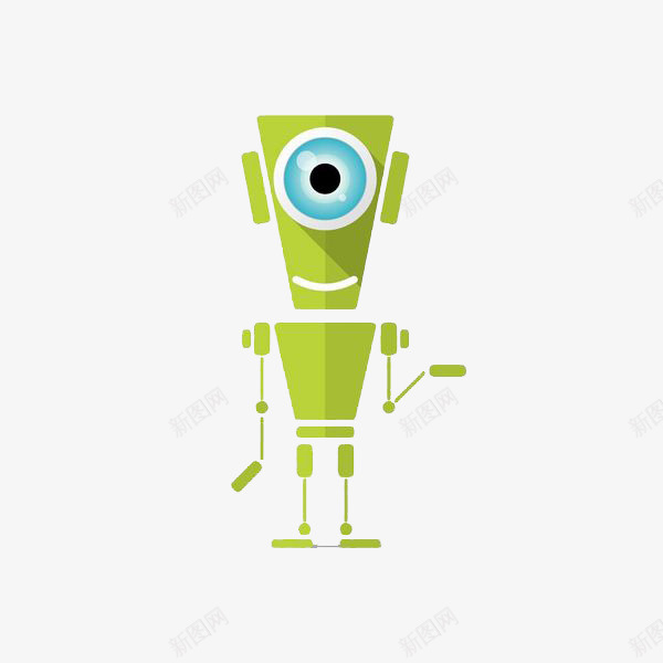 手绘绿色机器人图png免抠素材_新图网 https://ixintu.com 卡通手绘 大眼睛 抽象 机器人 水彩 科技 绿色